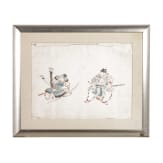 Tuschezeichnung zweier Samurais, Japan, sp&auml;te Edo-Periode