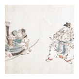 Tuschezeichnung zweier Samurais, Japan, sp&auml;te Edo-Periode