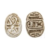 Zwei Amulettskarab&auml;en, alt&auml;gyptisch, 2. - 1. Jtsd. v. Chr.