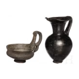 Two black Etruscan vessels, 8th - 6th century B.C.