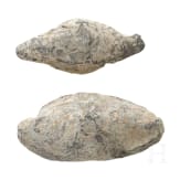 Zwei beschriftete Schleuderbleie aus den caesarischen B&uuml;rgerkriegen, Spanien, r&ouml;misch, 50 - 40 v. Chr.