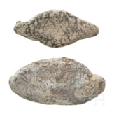 Zwei beschriftete Schleuderbleie aus den caesarischen B&uuml;rgerkriegen, Spanien, r&ouml;misch, 50 - 40 v. Chr.