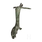 Fig&uuml;rlich verzierter Bronzegriff, r&ouml;misch, 2. - 3. Jhdt.