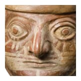 Bemaltes Tongef&auml;&szlig; in Kopfgestalt, Moche, nordwestliches Peru, 1. H&auml;lfte 1. Jtsd. n. Chr.