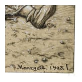 Thoma, Hans: "Spielendes M&auml;dchen", Federzeichnung; 1908