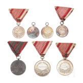 Six medals for bravery and one medal for the wounded, 19th/20th century