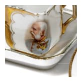 A Russian plate and two cups, circa 1900