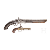 A percussion pistol and a pocket pistol, 18th/19th century