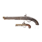 A percussion pistol and a pocket pistol, 18th/19th century