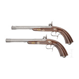 A pair of cased reproduction percussion pistols, Spain, circa 1980