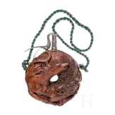 A carved wooden powder flask in Michael Maucher style, Germany, ca. 1900