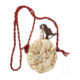 An ivory powderflask, Victorian in the style of the 16th century