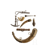 A mixed lot of firearms accessories from all over the world, 19th/20th century