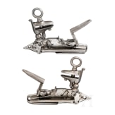 A pair of Spanish Miquelet-type flintlock mechanisms for a double-barrel gun, circa 1800