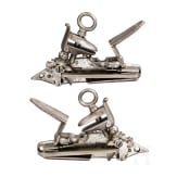 A pair of Spanish Miquelet-type flintlock mechanisms for a double-barrel gun, circa 1800