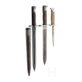 Three German bayonets, circa 1890 - 1918