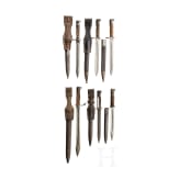 Six bayonets, mostly German