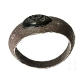 Silberner Siegelring mit Gemme, r&ouml;misch, 1. - 3. Jhdt.