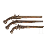 Two flintlock pistols and one percussion pistol, Balkan Turkish, 19th century.