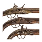 Two flintlock pistols and one percussion pistol, Balkan Turkish, 19th century.