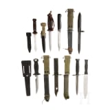 Eight German and international combat knives/bayonets, 20th century