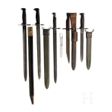 Six sidearms, USA/Canada, circa 1900 - 1945