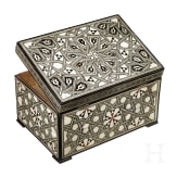 A north African ivory inlaid casket in Mooric style, circa 1900