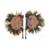 A pair of Indian textile temple fans, 19th century