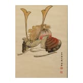 Rollbild mit Darstellung eines Helmes, Japan, Meiji-/Taisho-Periode