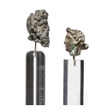 Zwei Bronzeköpfe von Statuetten, römisch, 2. - 3. Jhdt.