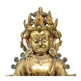 Vergoldete Bronzefigur des Jambhala, Nepal, 19. Jhdt.