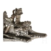 A chiselled Italian double miquelet lock, probably Brescia, circa 1700