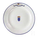 Emperor Wilhelm II - a dessert plate from the S.M.Y. Iduna at the Imperial Yacht Club and two plates of naval tableware