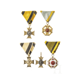 Fünf Verdienstkreuze/Dienstzeichen, um 1900