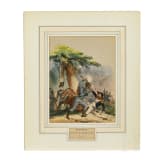 Aquarell und sechs Lithos zu deutscher Uniformgrafik, 19. Jhdt.
