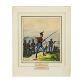 Aquarell und sechs Lithos zu deutscher Uniformgrafik, 19. Jhdt.