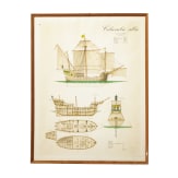 Acht gerahmte Drucke von Segelschiffen, deutsch, 1950er Jahre