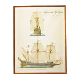 Acht gerahmte Drucke von Segelschiffen, deutsch, 1950er Jahre