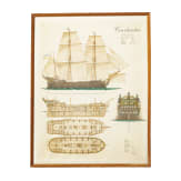 Acht gerahmte Drucke von Segelschiffen, deutsch, 1950er Jahre
