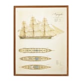 Acht gerahmte Drucke von Segelschiffen, deutsch, 1950er Jahre