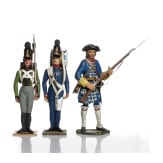 Drei Soldaten der bayerischen Infanterie - Uniformfiguren von Kurt Posch, 2. H&auml;lfte 20. Jhdt.
