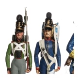 Drei Soldaten der bayerischen Infanterie - Uniformfiguren von Kurt Posch, 2. H&auml;lfte 20. Jhdt.