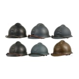 Sechs Stahlhelme M 15 (Adrian), Frankreich, um 1915 - 1918