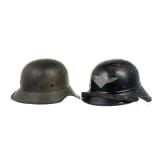 Zwei Stahlhelme "Gladiator" f&uuml;r Luftschutz, deutsch, 1939 - 1944