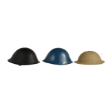 Three British steel helmets