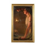 Gustav Rien&auml;cker - Bildnis einer Frau (Spes) mit &Ouml;llampe, deutsch, 1912