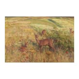 Albert Holz - Wiesenlandschaft mit Rehen, D&uuml;sseldorf, 20. Jhdt.