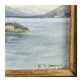 Blick auf die Fraueninsel mit den Chiemgauer Alpen, datiert 1912
