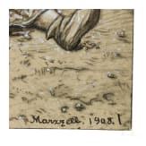 Thoma, Hans: "Spielendes M&auml;dchen", Federzeichnung; 1908