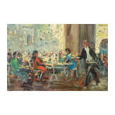 Kaffeehausszene am Markusplatz, deutsch, 20. Jhdt.